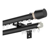 Générique Rail À Double Tringle pour Rideaux Montage Mural en Aluminium Système De Rail pour Rideaux Silencieux Superposés Séparation De Pièce Ensemble De Rail pour Fenêtre(Black B,95cm/3.1ft)