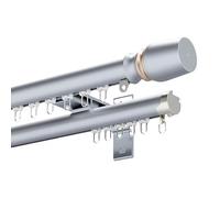 Générique Rail À Double Tringle pour Rideaux Montage Mural en Aluminium Système De Rail pour Rideaux Silencieux Superposés Séparation De Pièce Ensemble De Rail pour Fenêtre(Gray B,95cm/3.1ft)