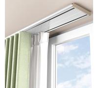 Générique Rail Coulissant Double pour Rideaux - Tringle en Aluminium Silencieuse Et Résistante, Adaptée pour Chambres, Salons, Baies Vitrées Et Séparations De Pièce(Size:270cm(8.9ft),Color:Blanc)
