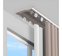 Générique Rail De Rideau à Double Rangée - Aluminium Silencieux pour Plafond, pour Salon, Chambre Et Séparation De Pièce, Livré Complet avec Fixations Et Rouleaux(Size:150cm/5ft,Color:Champagne)