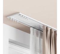 Générique Rail De Rideau À Double Ultra-Mince De 6 Mm D'épaisseur - Rail De Plafond pour Rideaux De 2.0m - Tringle À Rideaux Silencieux en Aluminium pour Chambre, Bureau(Blanc,125cm/4.1ft)