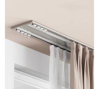 Générique Rail De Rideau À Double Ultra-Mince De 6 Mm D'épaisseur - Rail De Plafond pour Rideaux De 2.0m - Tringle À Rideaux Silencieux en Aluminium pour Chambre, Bureau(Champagne,95cm/3.1ft)