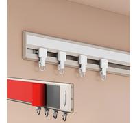 Générique Rail De Rideau Auto-Adhésif Ultra-Fin pour Fenêtres À Ouverture Intérieure, Fenêtres en Baie, Rail Caché en Aluminium, Glissement Silencieux Et Fluide(Gray Wall,95cm/3.1ft)