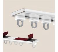 Générique Rail De Rideau Auto-Adhésif Ultra-Fin pour Fenêtres À Ouverture Intérieure, Fenêtres en Baie, Rail Caché en Aluminium, Glissement Silencieux Et Fluide(White Ceiling,125cm/4.1ft)