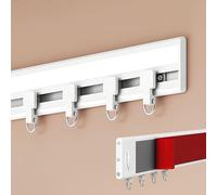 Générique Rail De Rideau Auto-Adhésif Ultra-Fin pour Fenêtres À Ouverture Intérieure, Fenêtres en Baie, Rail Caché en Aluminium, Glissement Silencieux Et Fluide(White Wall,95cm/3.1ft)