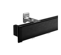 Générique Rail De Rideau Caché Au Plafond, Kit De Rail en Alliage D’Aluminium Robuste avec roulettes Et Accessoires De Montage pour Fenêtres en Baie, Balcon, Mur Ou Plafond(Black Wall,115cm/3.7ft)