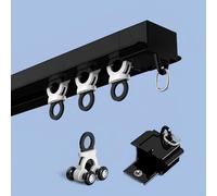 Générique Rail De Rideau Caché De Aluminium, Rail De Plafond Silencieuses, Système De Voie De Rideau Encastré, pour Bureau, Salon, Chambre, Balcon, Hôpital(Black B,115cm/3.7ft)