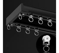 Générique Rail de Rideau de Plafond Robuste à Double Rail, 4,2 m/13,8 pi, en Aluminium, idéal pour Salon, Chambre, cloison de Douche - Système de Rail de Rideau Noir