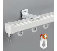 Générique Rail De Rideau De Plafond Robustes avec Poulie Silencieuse, Rail Rideaux pour Fenêtres, Tringle À Rideaux pour Baie Vitrée, Chambre, Bureau, Fixation Murale(White Wall,105cm/3.4ft)
