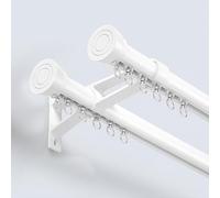 Générique Rail De Rideau Double 70-600cm Aluminium Montage Mural Système Double Tringle À Rideaux 28 * 26.0mm Glissement Silencieux Séparateur De Pièce Noir Blanc Gris(Blanc,80cm/2.6ft)