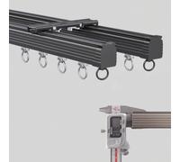 Générique Rail De Rideau Double Ensemble De Rails À Rideaux En Aluminium Diviseur De Pièce Muet Glisser Rail De Rideau Au Montage Mural Pour Salon Chambre À Coucher(Noir,500cm)