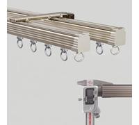 Générique Rail De Rideau Double Ensemble De Rails À Rideaux En Aluminium Diviseur De Pièce Muet Glisser Rail De Rideau Au Montage Mural Pour Salon Chambre À Coucher(Champagne,160cm)