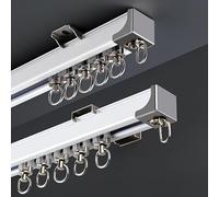 Générique Rail De Rideau en Aluminium | Rail Rideaux Mural Ou Au Plafond | Tringle À Rideau De Séparation | pour Plus D'intimité dans Les Pièces Ouvertes(White A,90cm/2.9ft)