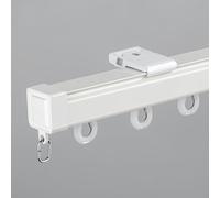 Générique Rail De Rideau Mural, Rails De Plafond en Aluminium Robuste avec Poulie Silencieuse pour Fenêtres, Armoires, Placards, Salle De Bain, Rideau De Douche(White Ceiling,230cm(2 * 115cm))