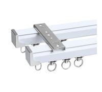 Générique Rail de Rideau occultant Robuste pour Plafond, Double Tringle à Rideaux pour séparation de pièce et Salon, 700 cm (22,9 pi) avec Croisillon - Blanc