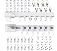 Générique Rail Rideaux Plafond Adhesif Tringles Rideaux Mural Tringle À Rideau sans Percer avec Clips et Crochets pour Murs Lisses Camping-Cars Séparateur de Pièce(380cm/12.5ft)