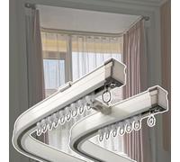 Générique Rails de Rideau Encastré Au Plafond Courbé, Alliage d'Aluminium, Accessoires Inclus, Idéal pour Séparer Une Pièce ou Installer Un Rideau de Douche(Size:200cm (6.6ft),Color:Support Mural)
