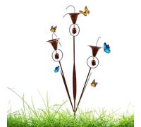 Générique Rain Catcher Garden Stake - 32.6in Handmade Floral Sculpture | with Bell Calla Lily Flower Yard Stakes Decor,for Home Countryside Lawn Pathway Potted Plant
