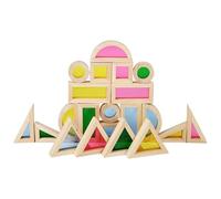 Générique Rainbow Castle Blocks, Wooden Rainbow Stacking Castle Blocks 24x, Acrylic Blocks, Educational Geometric Building Blocks, Interactive Preschool Learning Girls 4+, Fine Motor Skills