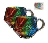 Générique Rainbow D20 Dice Mug, Polyhedral Dice Design Coffee Cup for RPG Gaming Enthusiasts, Game Nights for Fantasy Lovers (2PCS)