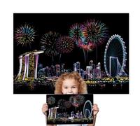 Générique Rainbow scrtch - Scratchs Off City Landmark Paper, Doodle Arts Pads | Interactive Craft Set with Party Fun Scenario for Kids Teens Children Birthday Halloween Christmas Art Projects