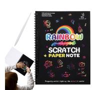 Générique Rainbow Stratchs Art | Scratch Arts | Arts et artisanat | 26.5x19cm Grand art à gratter en et 1 livre de coloriage, 1 stylo en bois | Livre à dessin pour et charges de sacs de fête