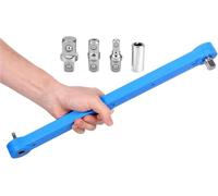 Générique Rallonge de clé professionnelle, set avec 4 pièces : adaptateurs d'entraînement 1/2", 1/4" et 3/8", rallonge à cliquet, pour clé universelle prolongée(Bleu)
