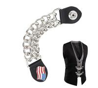 Générique Rallonges De Gilet De Moto - 4 Pièces D'accessoires De Vêtements En Alliage De Gilet Hip-hop, Rallonges De Veste Avec Double Chaîne En Fer, Rallonges De Veste - Drapeau