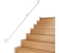 Générique Rambarde d'escalier intérieure/extérieure en métal Blanc, kit de Fixation Murale pour Rampe d'escalier en Fer forgé de sécurité, pour Villa, loft, hôpital (450 cm)