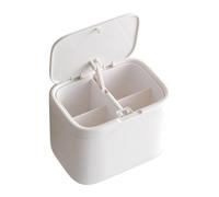 Générique Range-Salle De Bain | Boîte 4 Compartiments Anti-Poussière,Porte-Cotons Cosmétiques - Pour Table, Maison, Salle De Bain, Vanity, Pics À Fil Dentaire, Cotons-Tiges, Élastiques À Cheveux