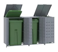 Générique Rangement à roulettes pour poubelles pour 3 bacs Gris Acier