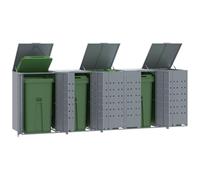 Générique Rangement à roulettes pour poubelles pour 5 bacs Gris Acier,Accessoires pour conteneurs à déchets,Cache-conteneurs à déchets-3279990