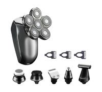 Générique Rasoir Électrique Rechargeable Étanche 6 Têtes Multifonction pour Hommes, Tondeuse à Barbe Compacte 6-en-1 Charge Usb, Adapté pour Voyage, Salle de Bain et Maison
