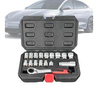 Générique Ratchet and Socket Set, Mechanics Tool Kit, Compact Storage Case, Chrome Vanadium Steel Build, Silver, for Vehicle Repair, Electrical Panels, Motor, Plumbing Work and More
