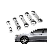 Générique Ratchet Wrench Set | 5 Pieces Double Drive Flex Head Pocket Ratchet - 180 Degree Foldable Tool, 3/4 Inch Home Improvement Spanners | Retractable Spanner For Construction Repair Tight Space