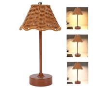 Générique Rattan Desk Lantern - Rechargeable Dimmable Lighting for Bedroom Decor | Wireless Artificial Woven Shade with Soft Glow, Portable Table Lamp for Reading Nightstand