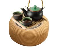 Générique Rattan Ottoman Floor Cushion - 19.69 inches Jute Cotton Outdoor Pouf Ottoman, Handmade Woven Tatami Seating, Versatile Floor Pillow for Garden Patio Porch Deck Living Room