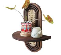 Générique Rattan Wall Shelf, Bohemian Floating Storage Rack, Versatile Home Organizer, Lightweight Woven Design, Perfect for Study, Living Room, Garden, and Decorative Display