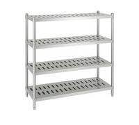 Générique Rayonnage INOX Professionnel - 4 Étagères Ajourées - 100 x 50 x 170 cm - Acier Inoxydable, Pieds Réglables, Modulable - Idéal Cuisine, Chambre Froide, Restauration (Longueur 100 cm)