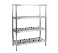 Générique Rayonnage INOX Professionnel - 4 Étagères Ajourées - 1000 à 1800 mm - Acier Inoxydable, Pieds Réglables, Modulable - Idéal Cuisine, Chambre Froide, Restauration (Longueur 150 cm)