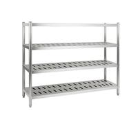 Générique Rayonnage INOX Professionnel - 4 Étagères Ajourées - 150 x 50 x 170 cm - Acier Inoxydable, Pieds Réglables, Modulable - Idéal Cuisine, Chambre Froide, Restauration