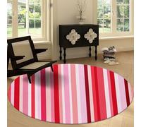 Générique Rayures Verticales Roses Tapis Rond 160 cm Minimalisme Salon Moquette Rond, Lavable en Machine Tapis Chambre Adulte Doux 3D Antidérapant Decoration Chambrel Mangerded