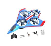 Générique RC Avion Télécommandé pour Vol Stable Hélicoptère Jet de Chasse Lumière LED Dynamique Flip 360° Réalisé en PP Robuste Adapté pour Garçons et Adultes, Bleu Rouge 1 Batterie
