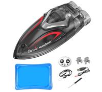 Générique RC Boat, Educational Submarine Toy, 2.4GHz Mini Stunt Speedboat, Portable and Lightweight Waterproof Design for Bathtub, Washbasin, Pool, Home Playtime, White and Black Colored
