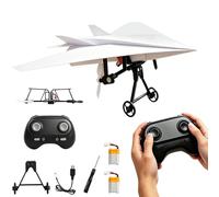 Générique Rc Paper Airplane Kit with Gyro Stabilizer, Remote Control Airplane, DIY Rc Airplane Kit, Foldable Lightweight Glider Tool for Hobbyists and Beginner Flyers (Two Batteries)