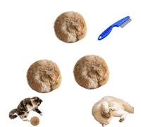 Générique Real Rabbit Fur Cat Toys with Built-in Catnip, 3-Pack 4-inch Soft Interactive Furry Ball for Small Cats & Kittens, Natural Fur Ball Pet Toy for Chasing Games - Washable (3pcs)