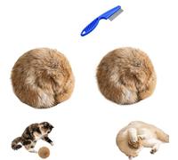 Générique Real Rabbit Fur Cat Toys with Built-in Catnip, 3-Pack 4-inch Soft Interactive Furry Ball for Small Cats & Kittens, Natural Fur Ball Pet Toy for Chasing Games - Washable (2pcs)