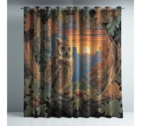 Générique Réalisme Rideau Occultant Économie d'Énergie Multicolore Automne Nature Hibou bloquant la Chaleur à œillets Microfibre pour Chambre d'enfant 117x175 CM (2 Panneaux)