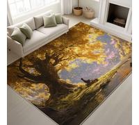Générique Réaliste, Arbre Méditation, Lac Tapis de Cuisine imprimé Tapis - 120 cm x 170 cm, Or Tapiss avec Tapis antidérapant Magique intégré, Lavable entrée Devant Chambre Salon
