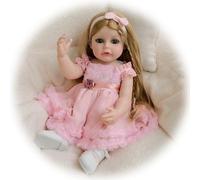 Générique Réaliste Reborn Bébé Dolls 22 Pouces Vinyle Silicone Fille Poupée Reborn Cheveux Blonds Lavable Nouveau-né Bébé Real Life Jouet pour Enfants 3+ Ans & Collection